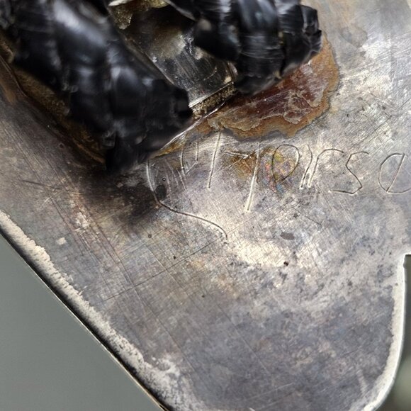 Navajo Turquoise And Coral Sterling Silver Bolo Tie Signed. USA Native American - Picture 9 of 15